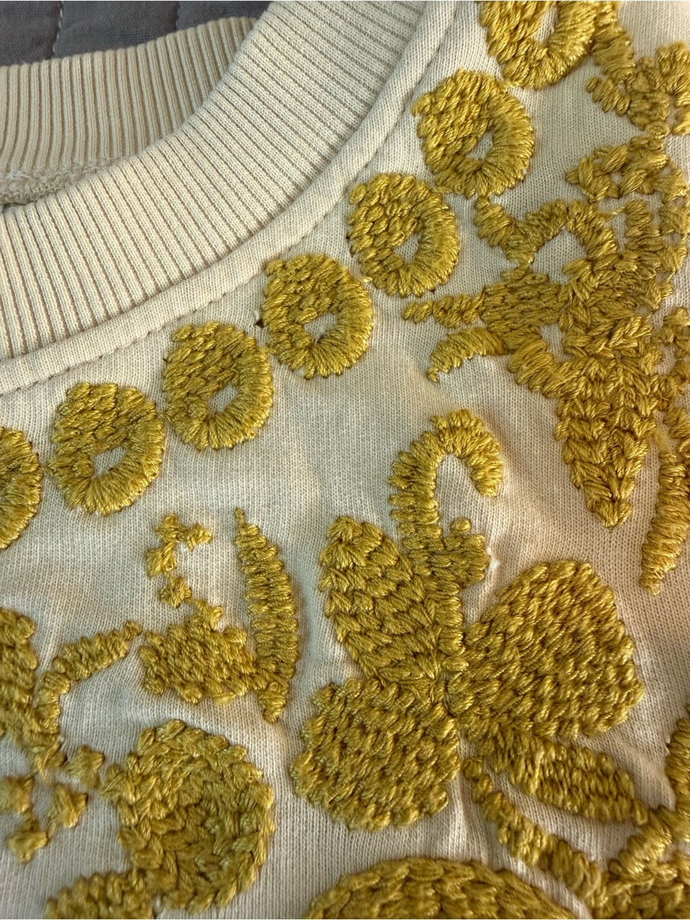 Anthropologie Cream Short-Sleeve Top with Gold Floral Embroidery - Picture 8 of 12